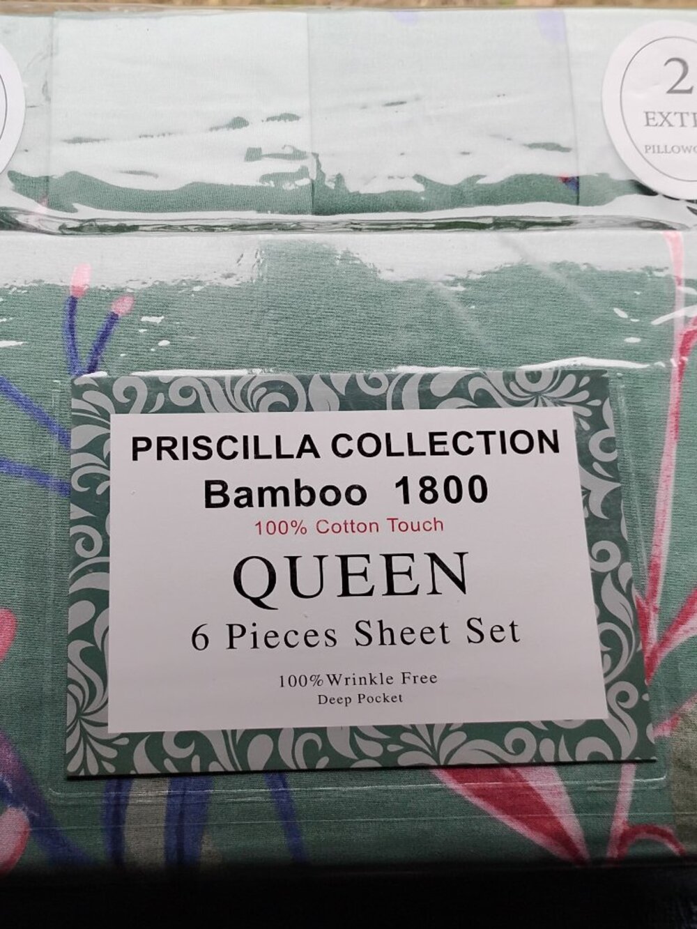 Sheet Set 6 PC Queen Bamboo Cotton Priscilla Collection New